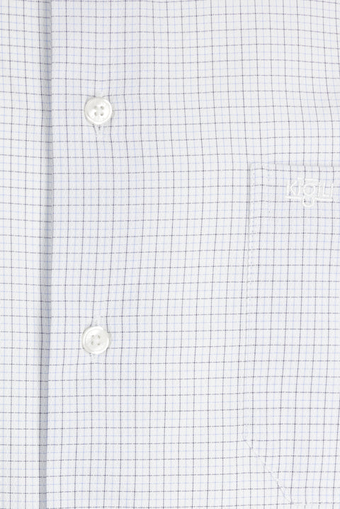 White Long Sleeve Regular Fit Plaid Shirt