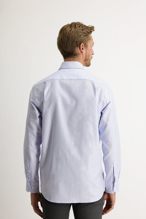 Light Blue Long Sleeve Regular Fit Oxford Cotton Button-Down Shirt