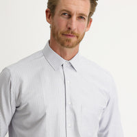Medium Navy Long-Sleeve Striped Classic Shirt