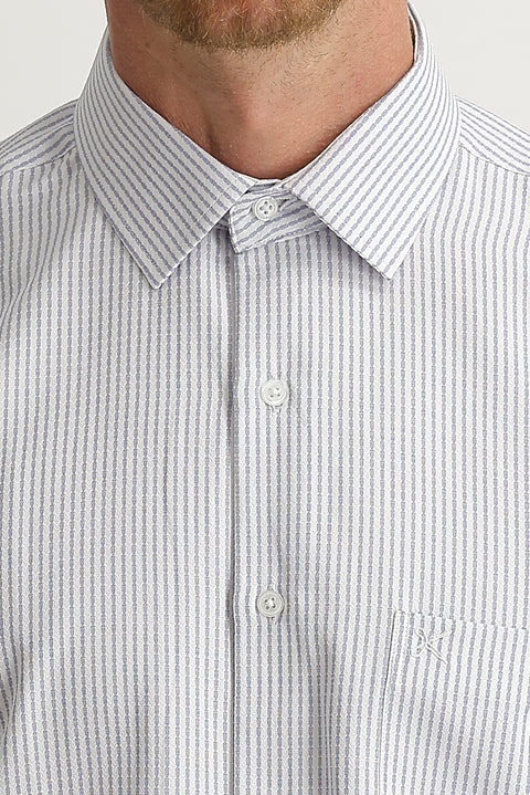 Medium Navy Long-Sleeve Striped Classic Shirt