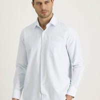 Light Blue Long-Sleeve Classic Striped Cotton Shirt