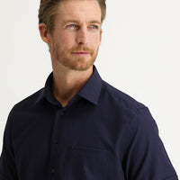 Dark Navy Short Sleeve Regular Fit Patterned Shirt