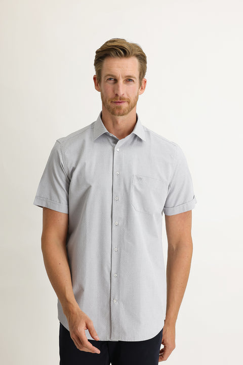 Medium Grey Short Sleeve Regular Fit Patterned Shirt