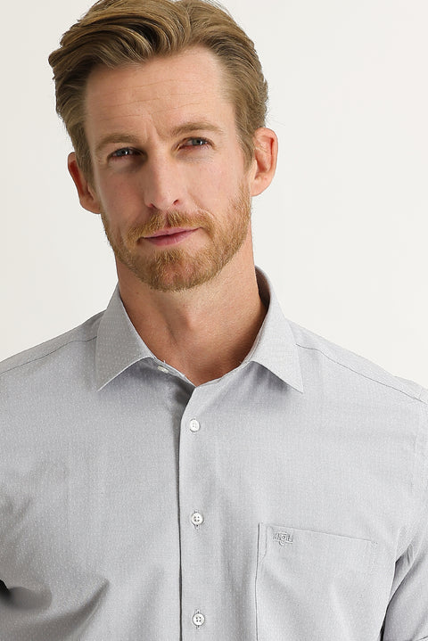 Medium Grey Short Sleeve Regular Fit Patterned Shirt