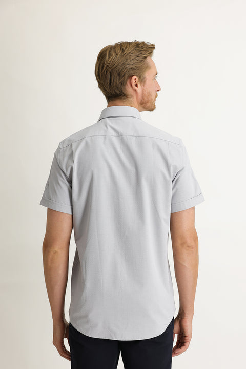 Medium Grey Short Sleeve Regular Fit Patterned Shirt