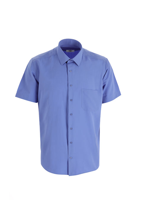 Blue Short-Sleeve Regular Fit Shirt