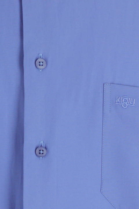 Blue Short-Sleeve Regular Fit Shirt