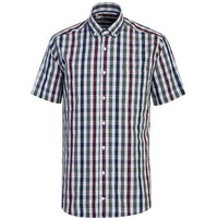 Medium Grey Short Sleeve Regular Fit Plaid Cotton Shirt
