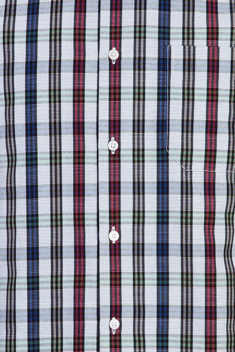 Medium Grey Short Sleeve Regular Fit Plaid Cotton Shirt