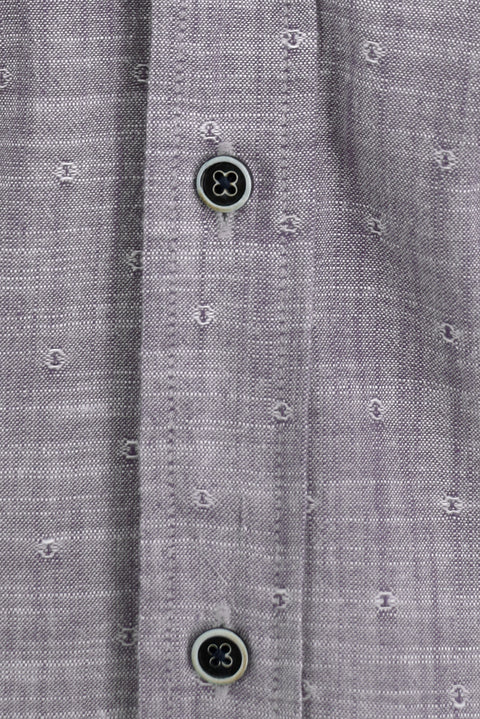 Light Navy Short Sleeve Regular Fit Patterned Cotton Shirt