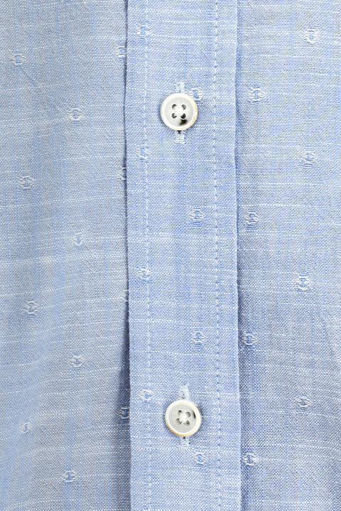 Sky Blue Short Sleeve Regular Fit Patterned Cotton Shirt