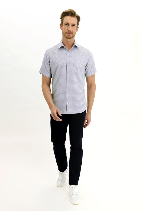 Light Black Short Sleeve Regular Fit Patterned Sport Shirt