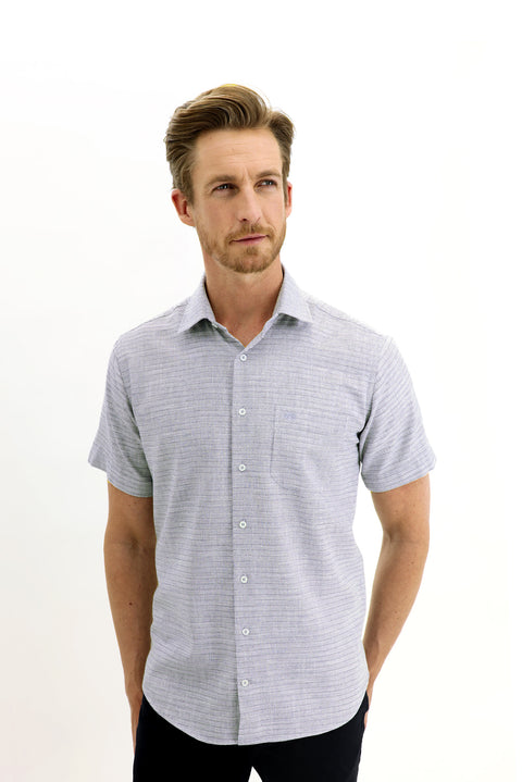 Light Black Short Sleeve Regular Fit Patterned Sport Shirt