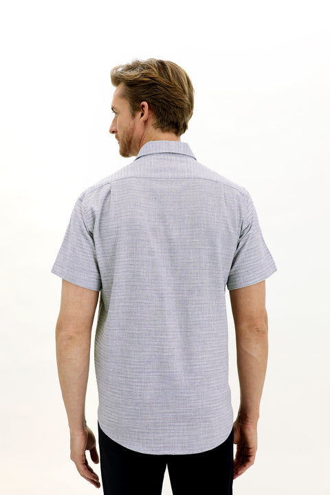 Light Black Short Sleeve Regular Fit Patterned Sport Shirt