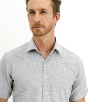 Black Short Sleeve Regular Fit Patterned Sport Shirt