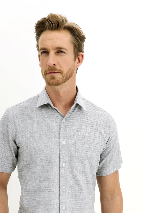 Black Short Sleeve Regular Fit Patterned Sport Shirt