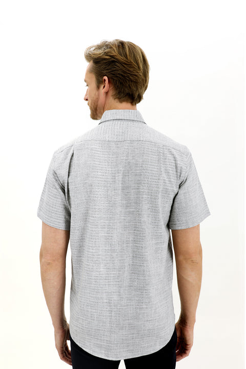 Black Short Sleeve Regular Fit Patterned Sport Shirt