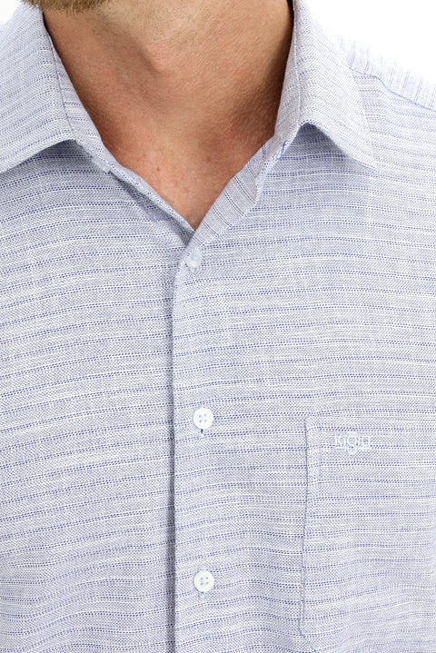 Navy Blue Short Sleeve Regular Fit Patterned Sport Shirt