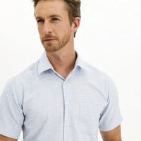 Blue Short-Sleeve Regular Fit Patterned Sport Shirt