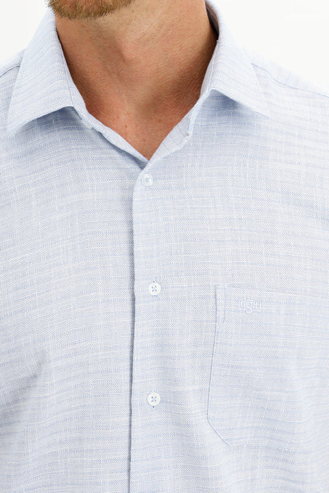 Blue Short-Sleeve Regular Fit Patterned Sport Shirt