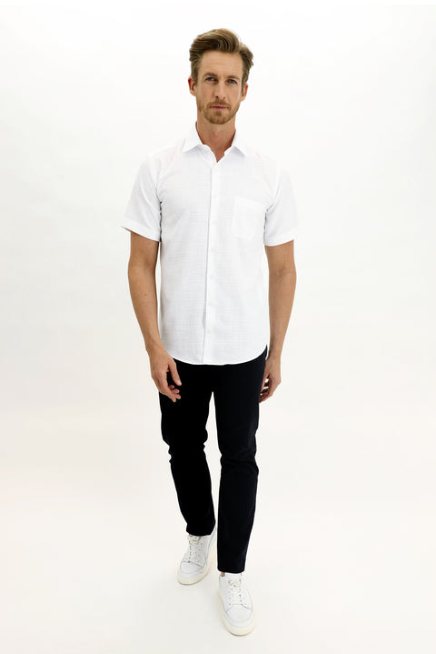 White Short Sleeve Regular Fit Patterned Sport Shirt