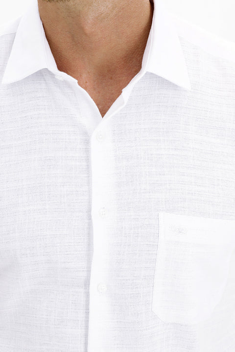 White Short Sleeve Regular Fit Patterned Sport Shirt