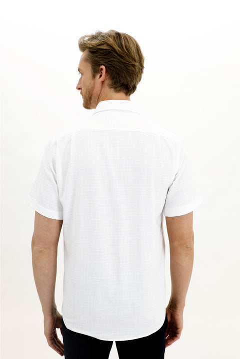 White Short Sleeve Regular Fit Patterned Sport Shirt