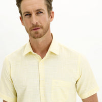 Light Yellow Short Sleeve Regular Fit Patterned Sport Shirt