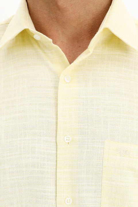 Light Yellow Short Sleeve Regular Fit Patterned Sport Shirt
