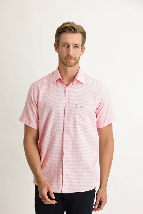 Pink Short-Sleeve Regular Fit Patterned Sport Shirt
