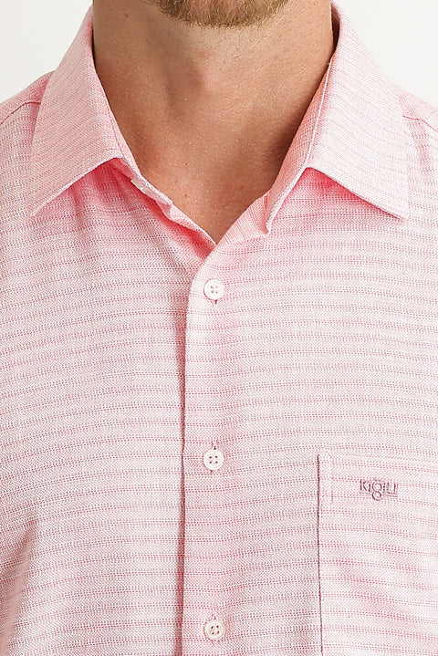 Pink Short-Sleeve Regular Fit Patterned Sport Shirt