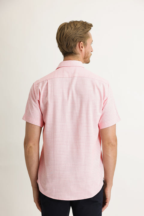 Pink Short-Sleeve Regular Fit Patterned Sport Shirt