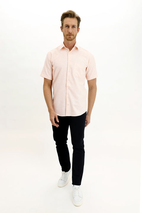 Baby Pink Short Sleeve Regular Fit Patterned Sport Shirt
