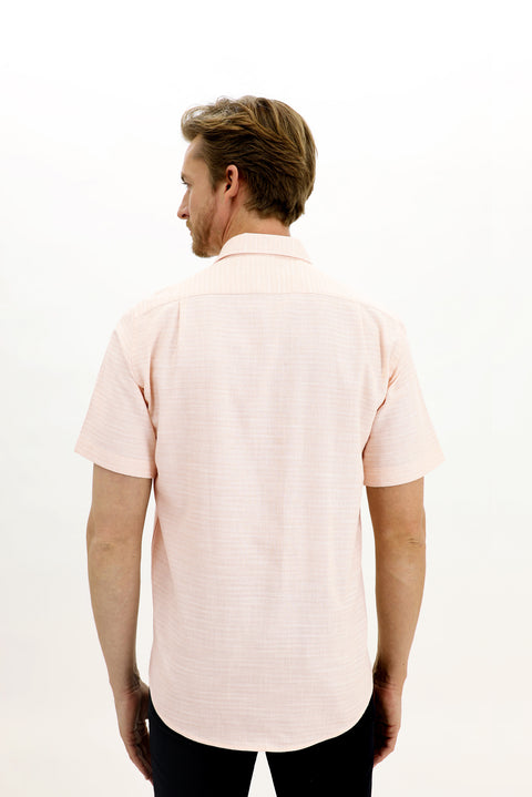 Baby Pink Short Sleeve Regular Fit Patterned Sport Shirt