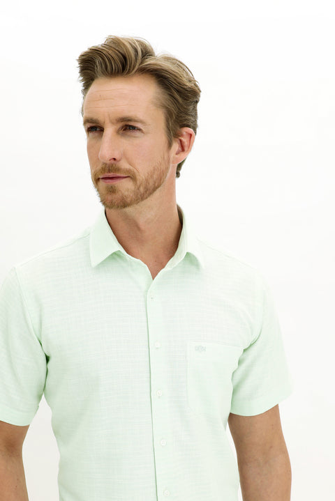 Mint Green Short Sleeve Regular Fit Patterned Sport Shirt
