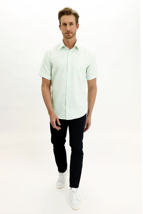 Mint Green Short Sleeve Regular Fit Patterned Sport Shirt