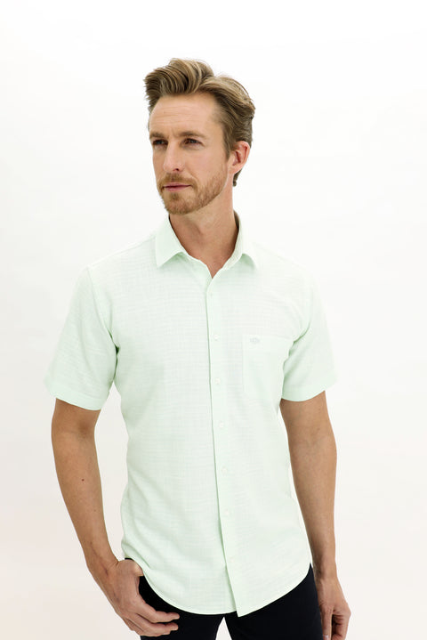 Mint Green Short Sleeve Regular Fit Patterned Sport Shirt