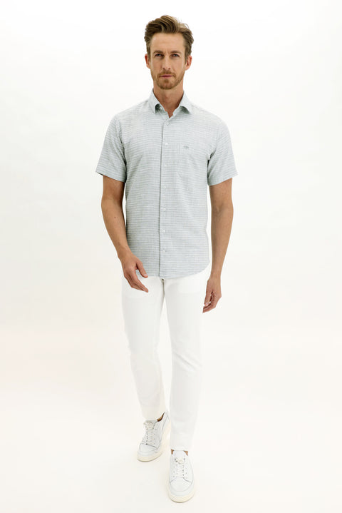 Forest Green Short Sleeve Regular Fit Patterned Sport Shirt