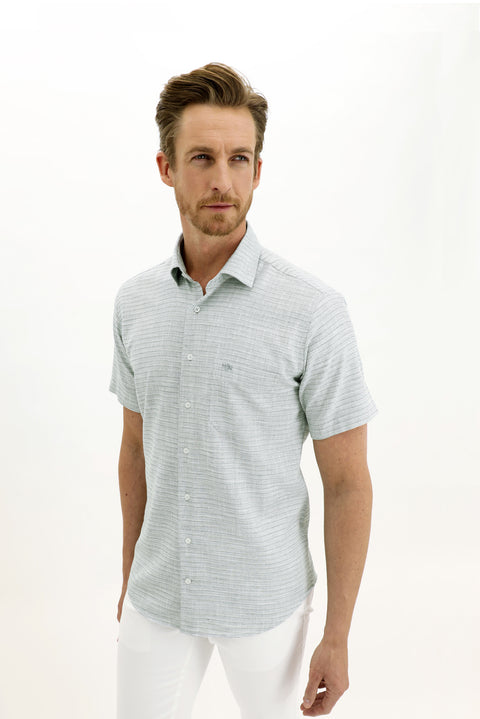 Forest Green Short Sleeve Regular Fit Patterned Sport Shirt