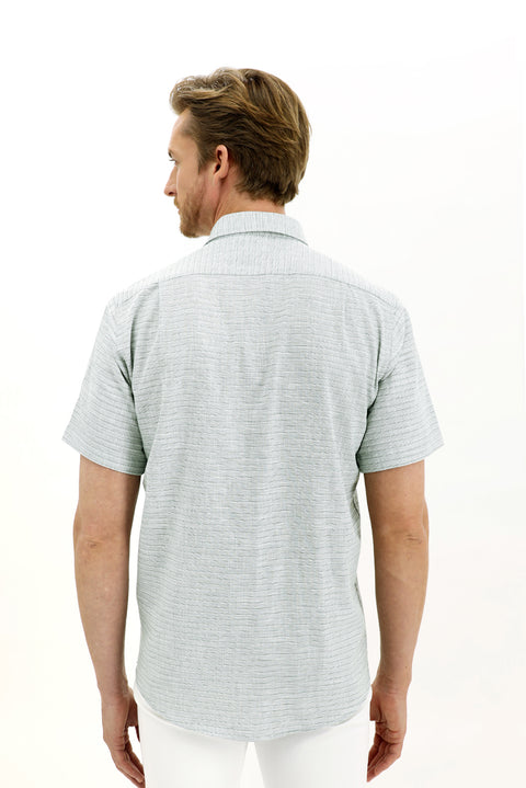 Forest Green Short Sleeve Regular Fit Patterned Sport Shirt