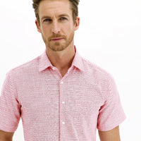 Light Red Short Sleeve Regular Fit Patterned Sport Shirt