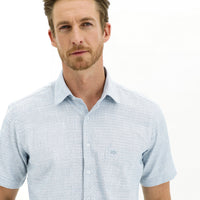 Dark Turquoise Short Sleeve Regular Fit Patterned Sport Shirt