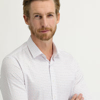 White Long Sleeve Slim Fit Patterned Shirt