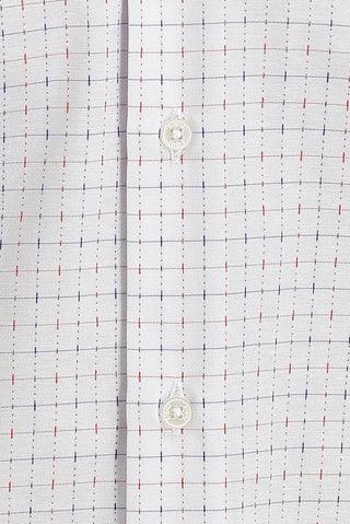  Beyaz Uzun Kol Slim Fit Dar Kesim Desenli Gömlek