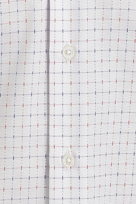 White Long Sleeve Slim Fit Patterned Shirt