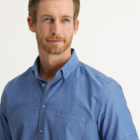 Dark Blue Short Sleeve Regular Fit Patterned Shirt