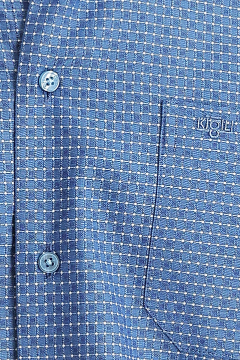 Dark Blue Short Sleeve Regular Fit Patterned Shirt