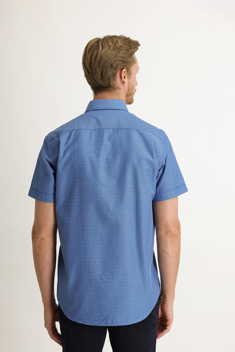 Dark Blue Short Sleeve Regular Fit Patterned Shirt