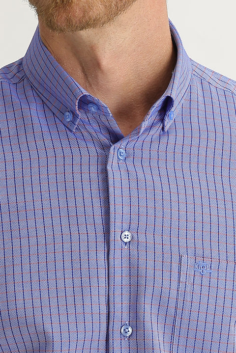 Medium Navy Short Sleeve Regular Fit Patterned Shirt