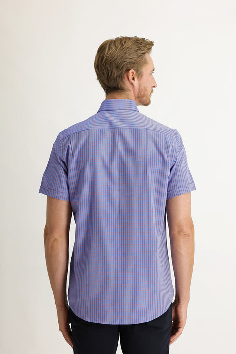 Medium Navy Short Sleeve Regular Fit Patterned Shirt